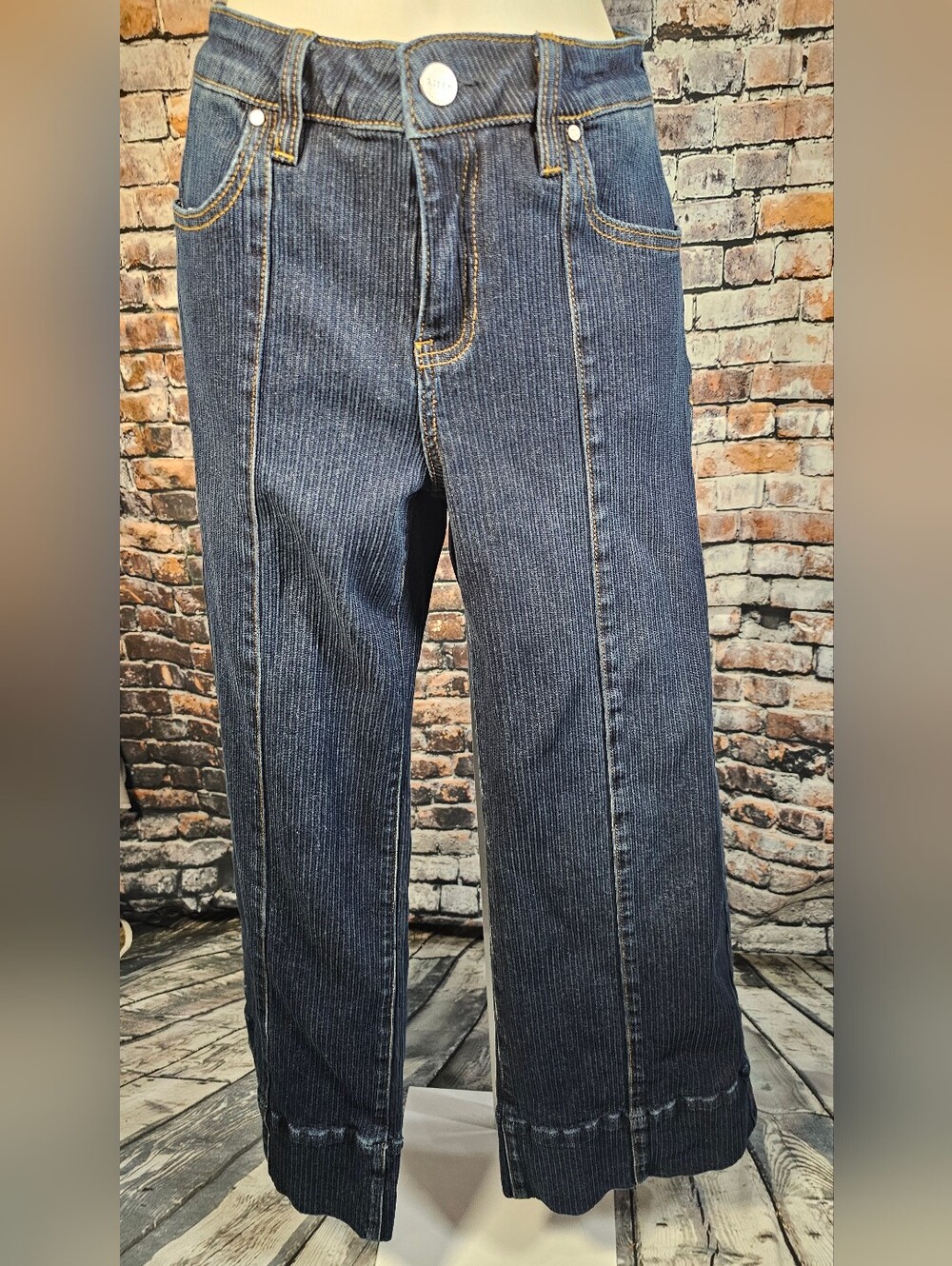 Freckled Poppy x Risen Jeans Wide Leg Crop Patch Pocket Dark Wash Size 1/25